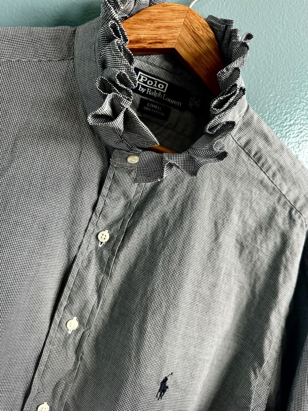 Ralph Lauren Ruffle Collar Reworked Button Down XXL| One-of-a-Kind American Flag - Picture 4 of 9